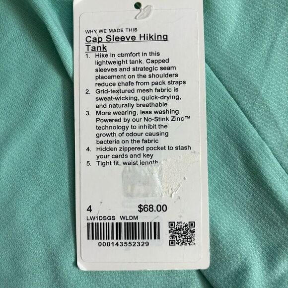 Lululemon Cap Sleeve Hiking Tank Top Wild mint size 4 new - Picture 9 of 12